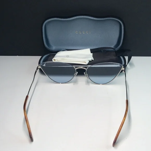 ?- New Authentic Gucci GG1006S 004Silver / Blue Cat-Eye  display picture 1